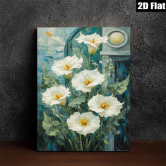 2D flat 1pc blooming white lilies garden floral wall art canvas prints for living room bedroom home decor farmhouse style cozy vibe