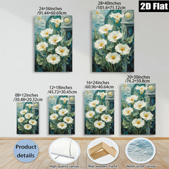 2D flat 1pc blooming white lilies garden floral wall art canvas prints for living room bedroom home decor farmhouse style cozy vibe