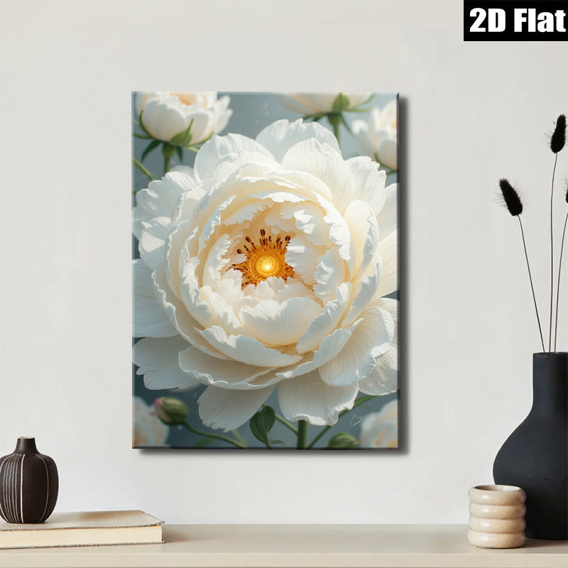 2D flat 1pc blooming white peony floral artwork for living room bedroom gallery wall d��cor farmhouse style modern aesthetic canvas prints
