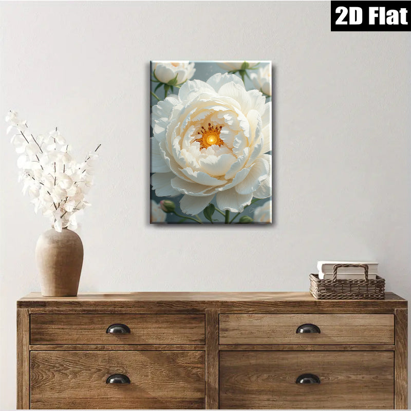 2D flat 1pc blooming white peony floral artwork for living room bedroom gallery wall d��cor farmhouse style modern aesthetic canvas prints