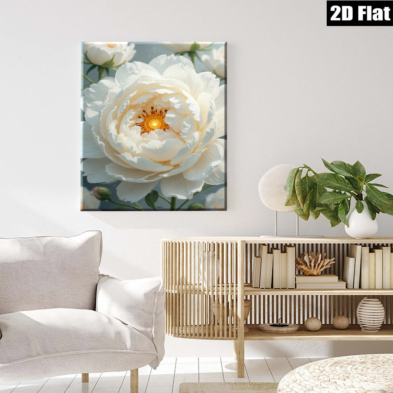 2D flat 1pc blooming white peony floral artwork for living room bedroom gallery wall d��cor farmhouse style modern aesthetic canvas prints