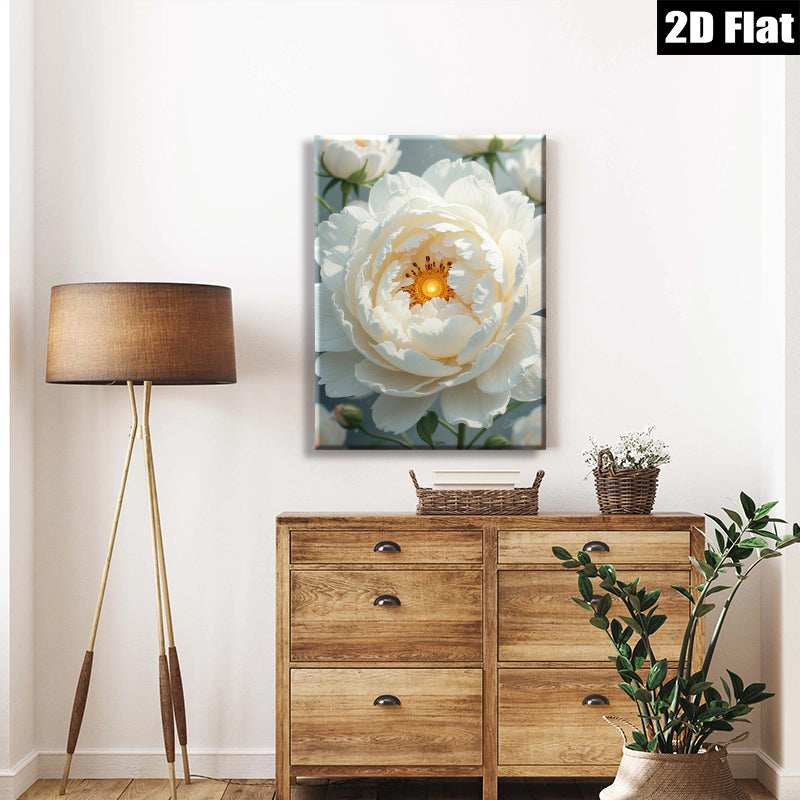 2D flat 1pc blooming white peony floral artwork for living room bedroom gallery wall d��cor farmhouse style modern aesthetic canvas prints