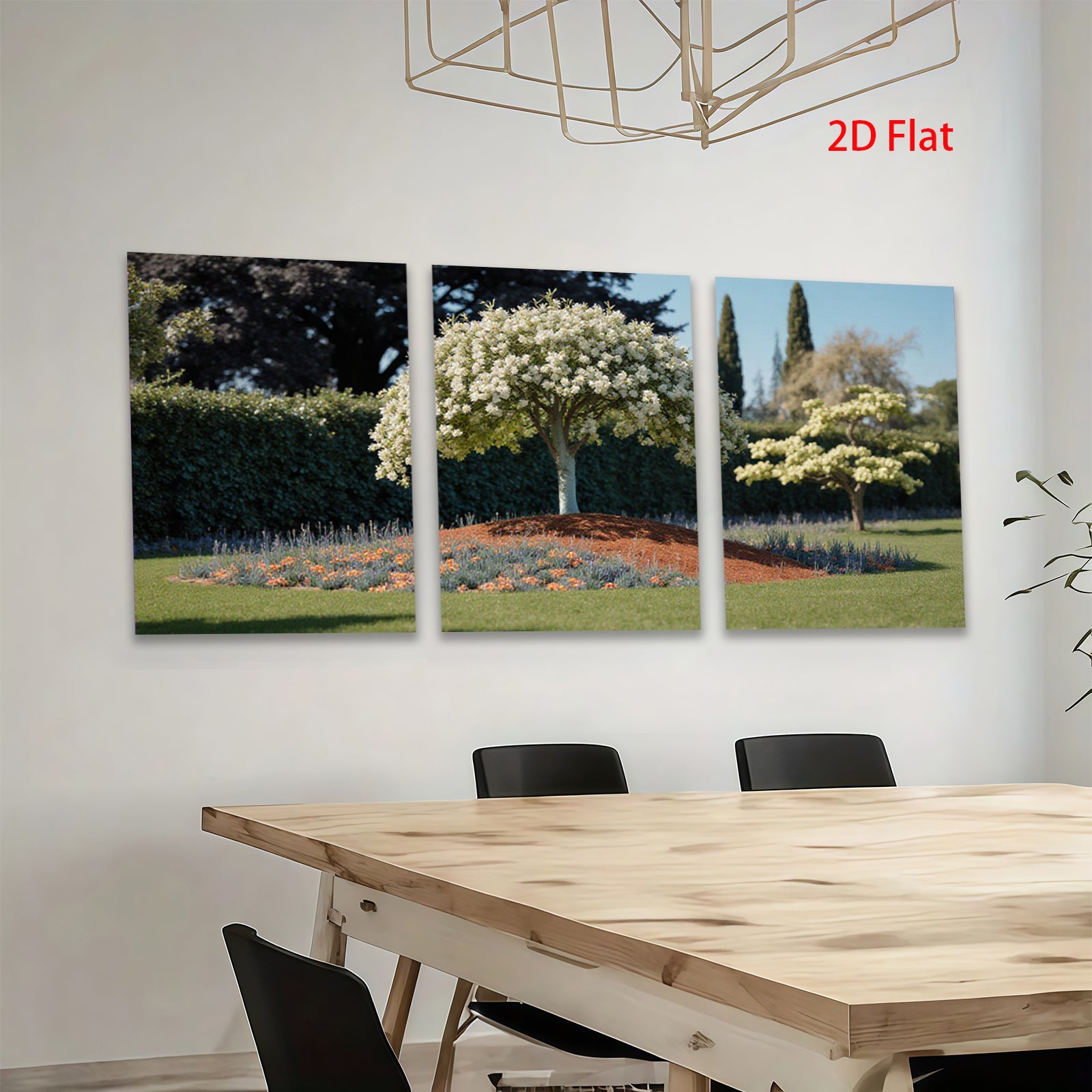 2D flat 1pc blooming white tree vibrant garden scene wall decor living room bedroom farmhouse modern gallery wrapped canvas print cozy home decor
