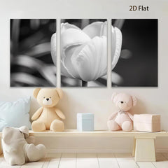 2D flat 1pc blooming white tulip botanical flower wall art canvas print for living room bedroom home decor farmhouse style modern aesthetic gallery wrapped