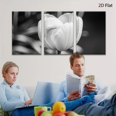 2D flat 1pc blooming white tulip botanical flower wall art canvas print for living room bedroom home decor farmhouse style modern aesthetic gallery wrapped