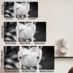 2D flat 1pc blooming white tulip botanical flower wall art canvas print for living room bedroom home decor farmhouse style modern aesthetic gallery wrapped
