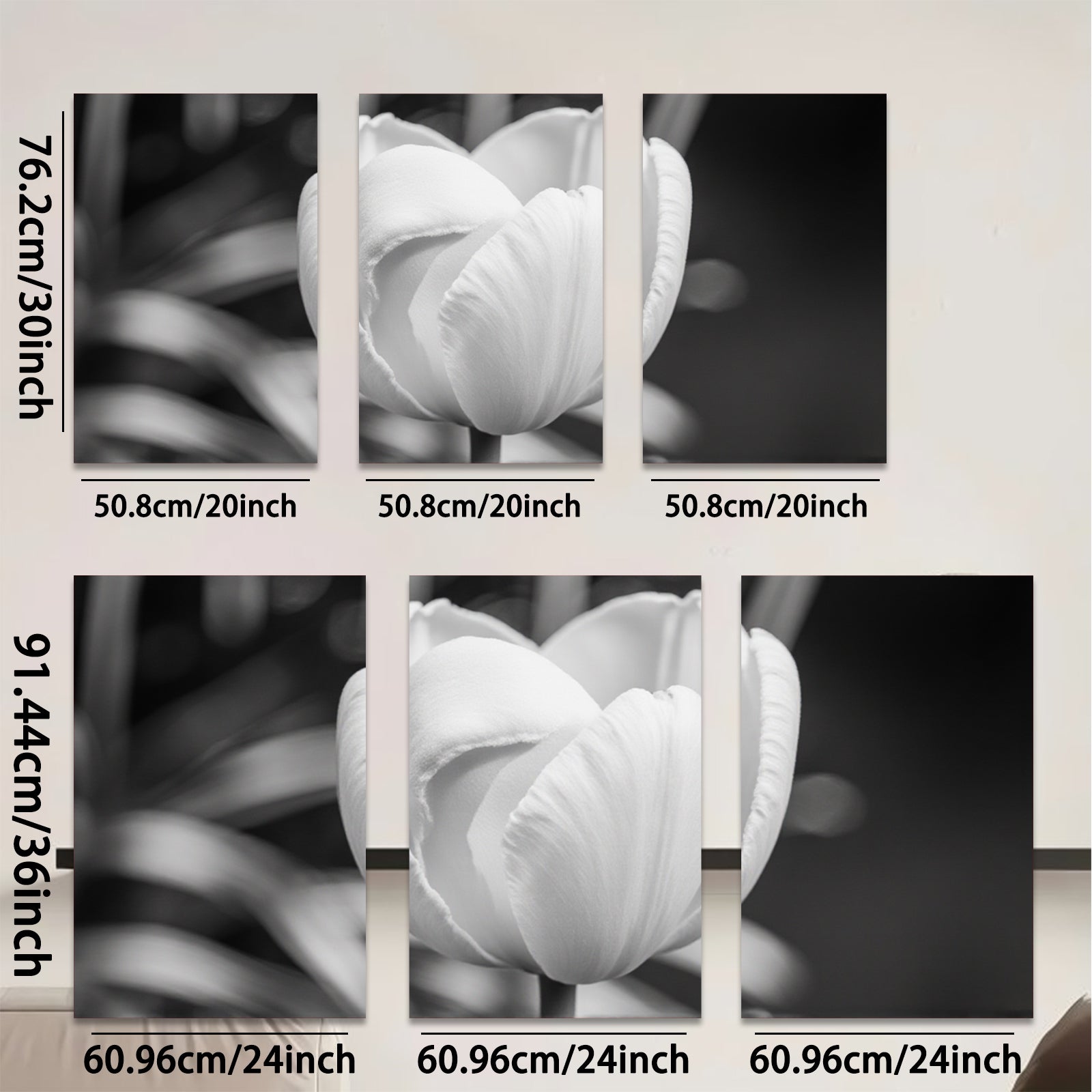2D flat 1pc blooming white tulip botanical flower wall art canvas print for living room bedroom home decor farmhouse style modern aesthetic gallery wrapped