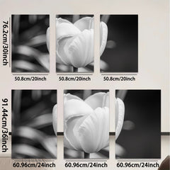 2D flat 1pc blooming white tulip botanical flower wall art canvas print for living room bedroom home decor farmhouse style modern aesthetic gallery wrapped