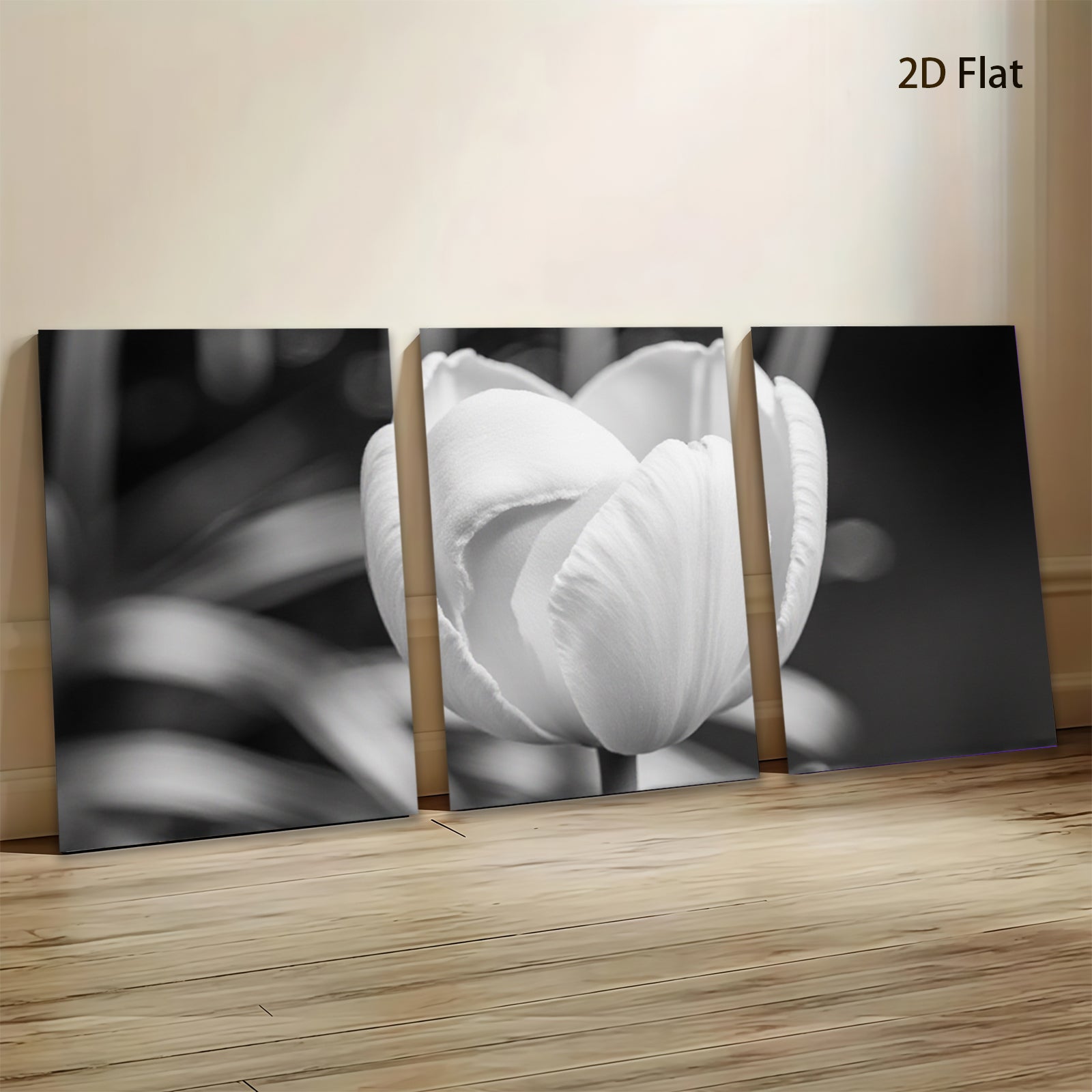 2D flat 1pc blooming white tulip botanical flower wall art canvas print for living room bedroom home decor farmhouse style modern aesthetic gallery wrapped
