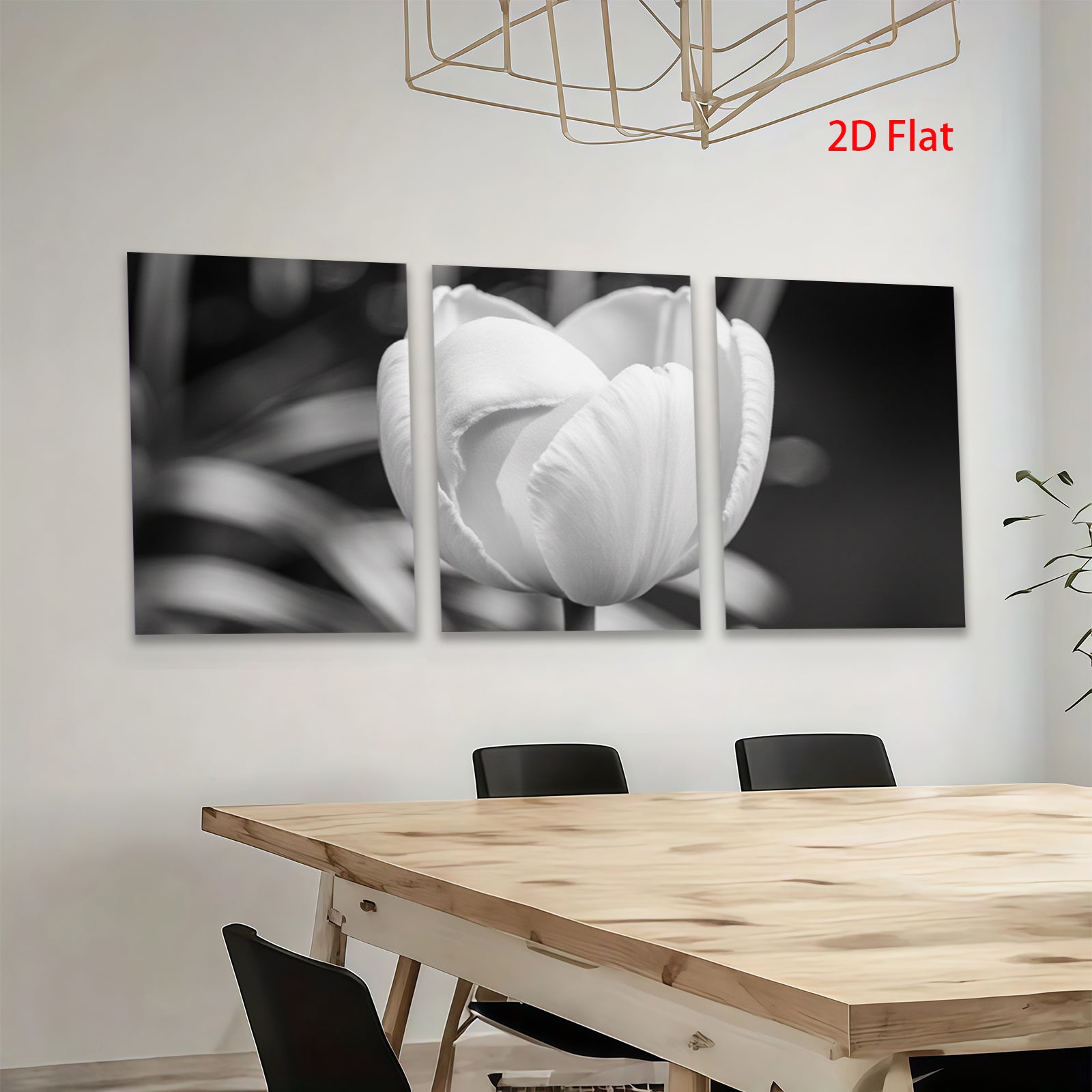2D flat 1pc blooming white tulip botanical flower wall art canvas print for living room bedroom home decor farmhouse style modern aesthetic gallery wrapped