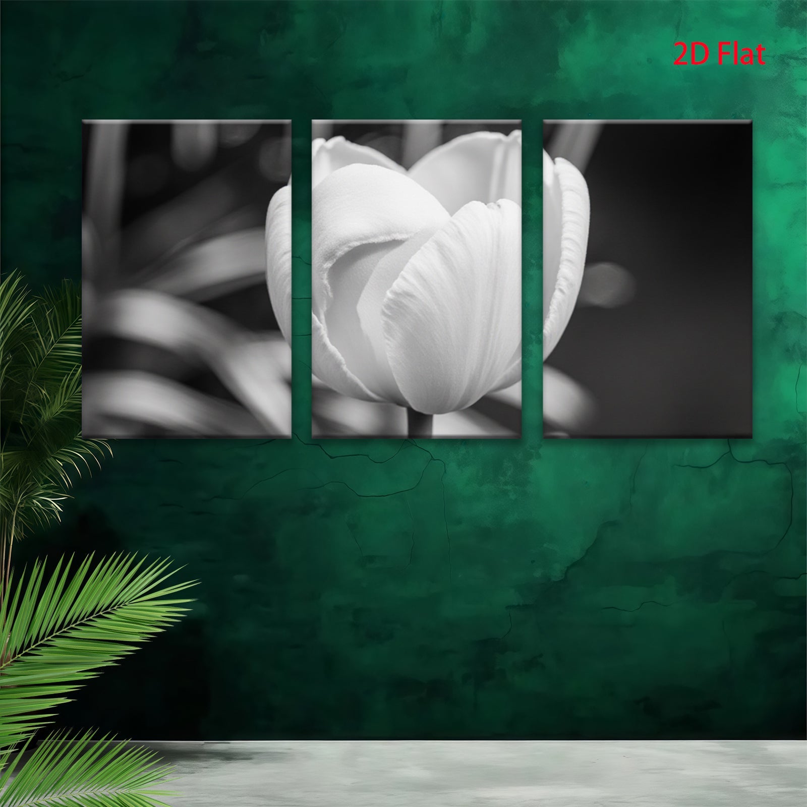 2D flat 1pc blooming white tulip botanical flower wall art canvas print for living room bedroom home decor farmhouse style modern aesthetic gallery wrapped