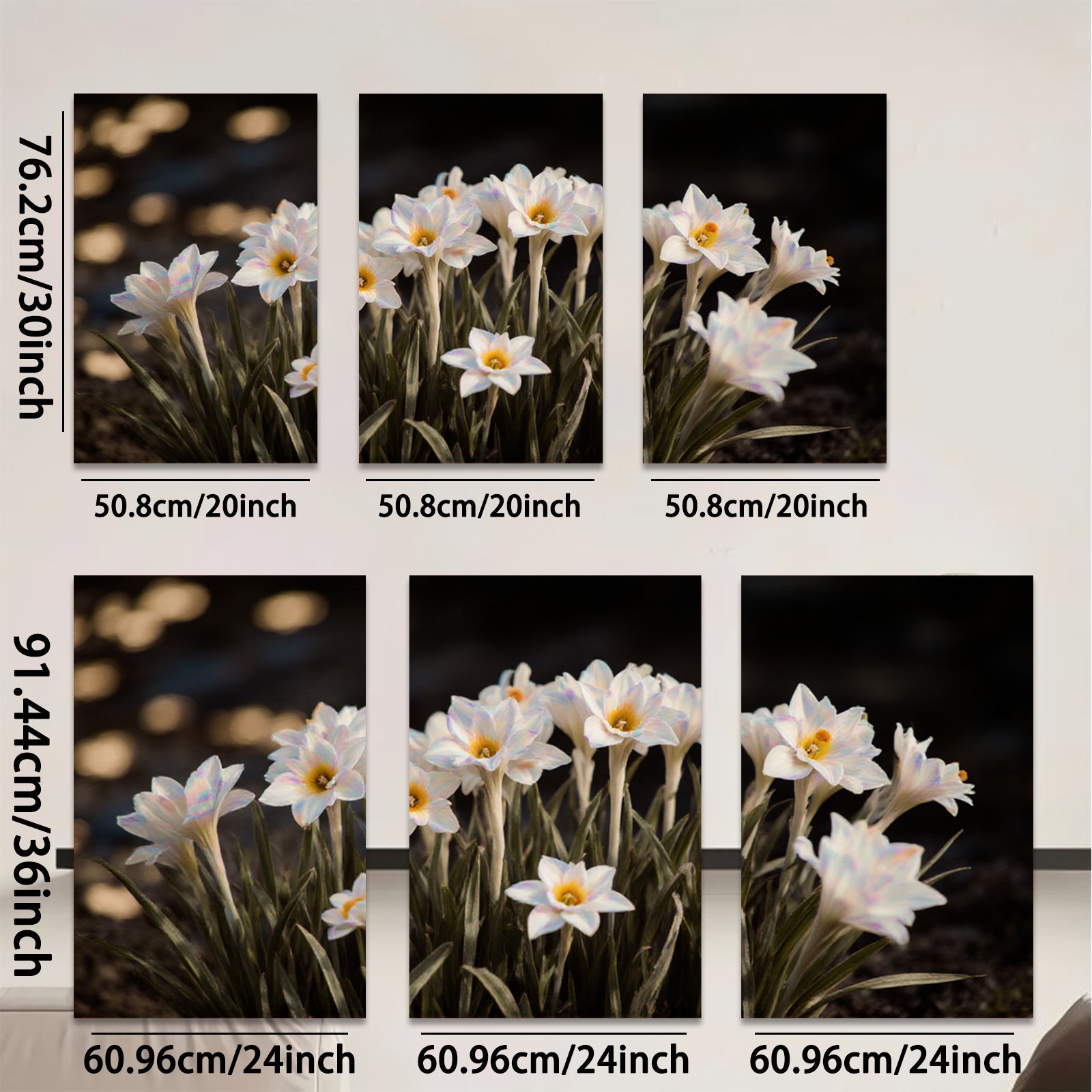 2D flat 1pc blooming white wildflowers serene garden wall art bedroom living room farmhouse decor modern minimalist gallery wrapped canvas print