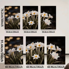 2D flat 1pc blooming white wildflowers serene garden wall art bedroom living room farmhouse decor modern minimalist gallery wrapped canvas print