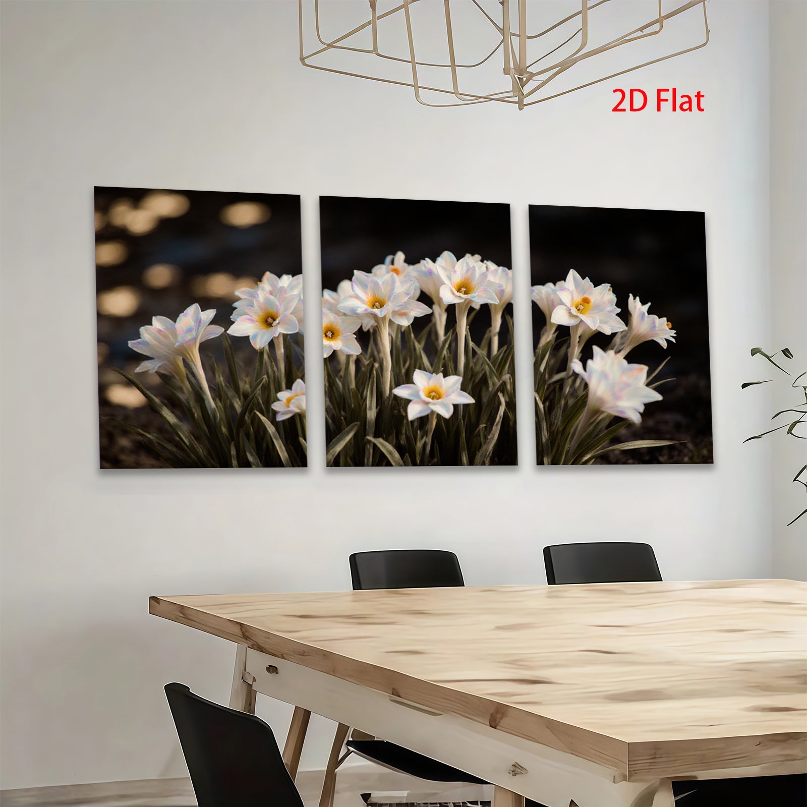 2D flat 1pc blooming white wildflowers serene garden wall art bedroom living room farmhouse decor modern minimalist gallery wrapped canvas print