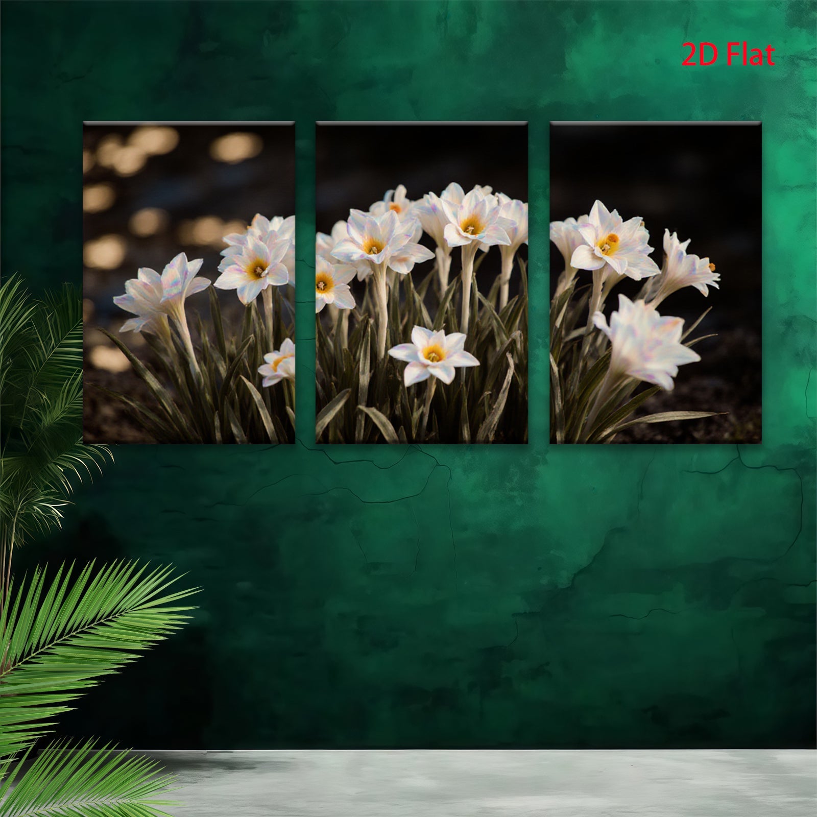 2D flat 1pc blooming white wildflowers serene garden wall art bedroom living room farmhouse decor modern minimalist gallery wrapped canvas print