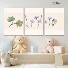2D flat 1pc blooming wildflower botanical print farmhouse wall art bedroom living room decor gallery wrapped canvas prints modern minimalist