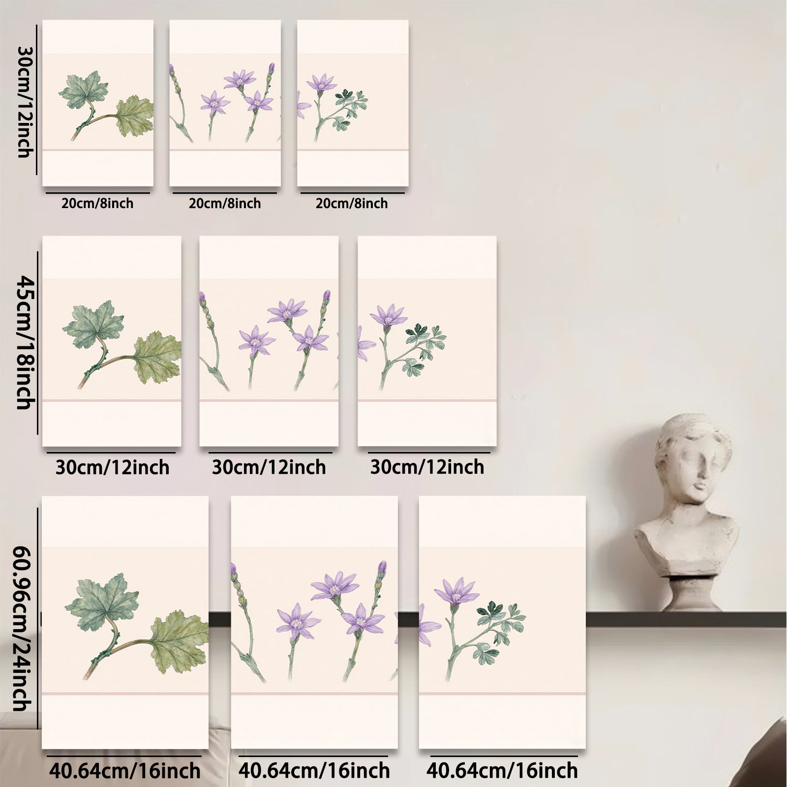 2D flat 1pc blooming wildflower botanical print farmhouse wall art bedroom living room decor gallery wrapped canvas prints modern minimalist