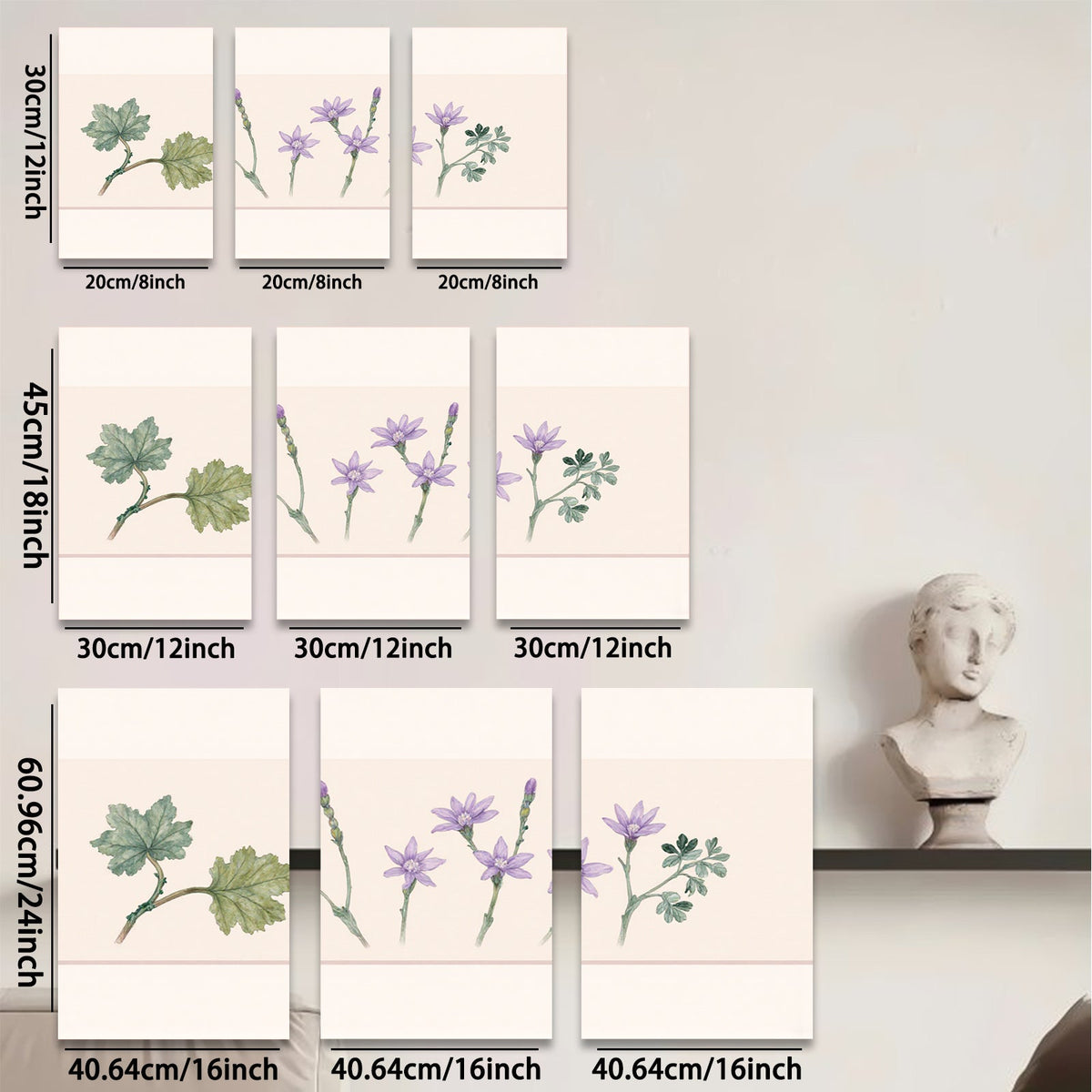 2D flat 1pc blooming wildflower botanical print farmhouse wall art bedroom living room decor gallery wrapped canvas prints modern minimalist
