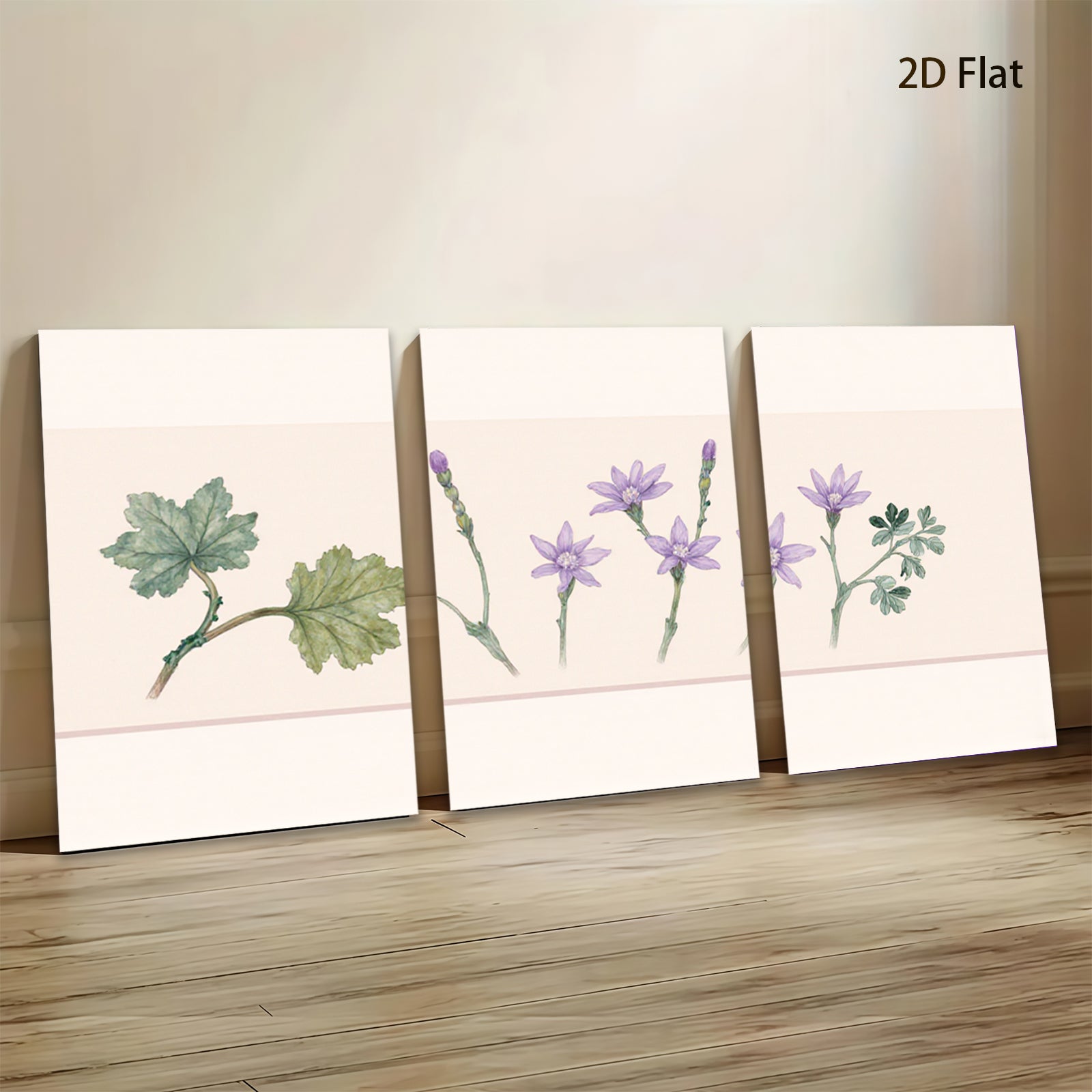 2D flat 1pc blooming wildflower botanical print farmhouse wall art bedroom living room decor gallery wrapped canvas prints modern minimalist