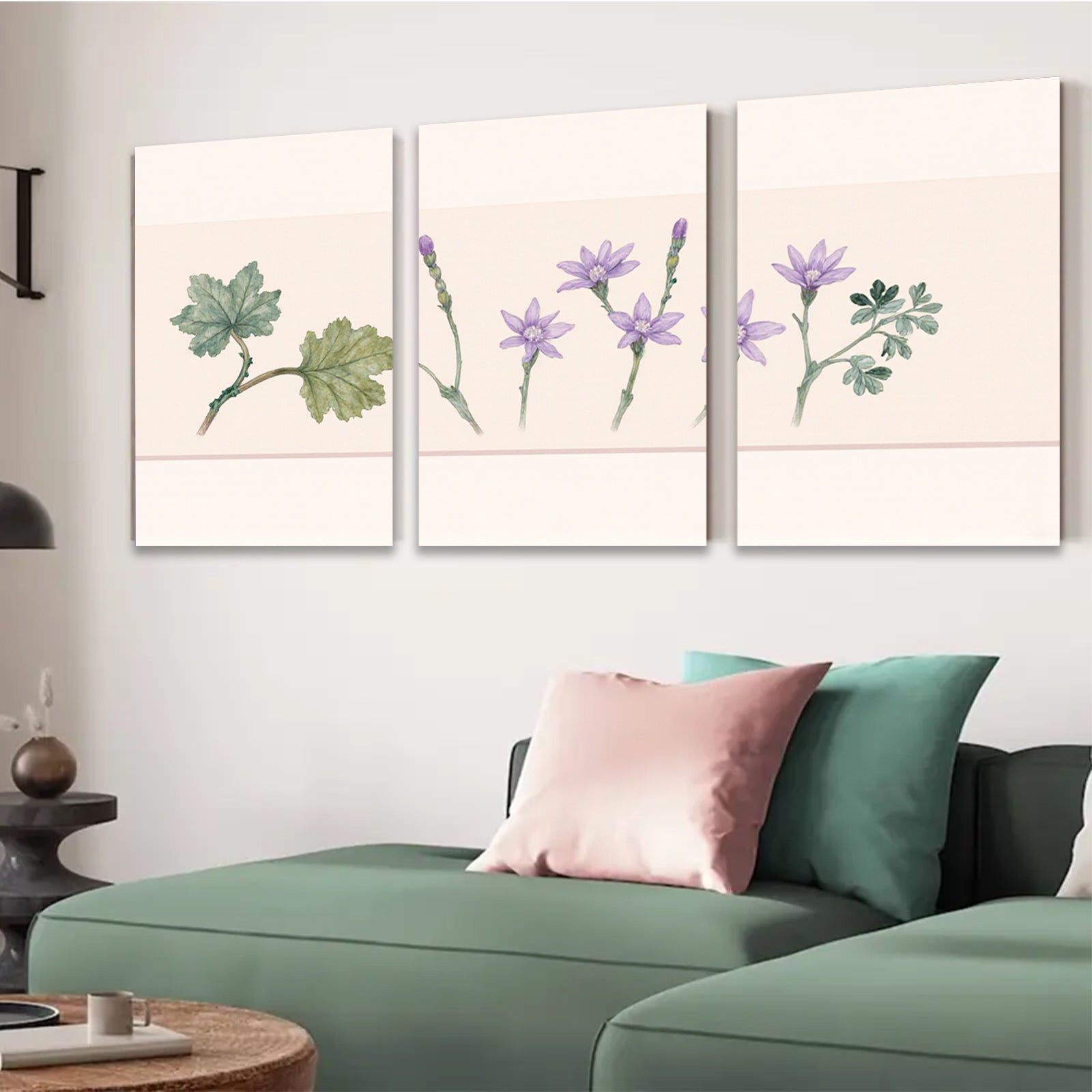 2D flat 1pc blooming wildflower botanical print farmhouse wall art bedroom living room decor gallery wrapped canvas prints modern minimalist