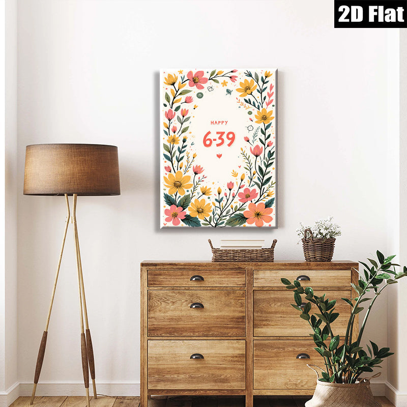 2D flat 1pc blooming wildflower botanical wall art print for living room bedroom home decor farmhouse style gallery wrapped canvas modern minimalist aesthetic