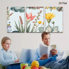2D flat 1pc blooming wildflowers botanical art print for living room bedroom home wall decor farmhouse style gallery wrapped canvas modern minimalist