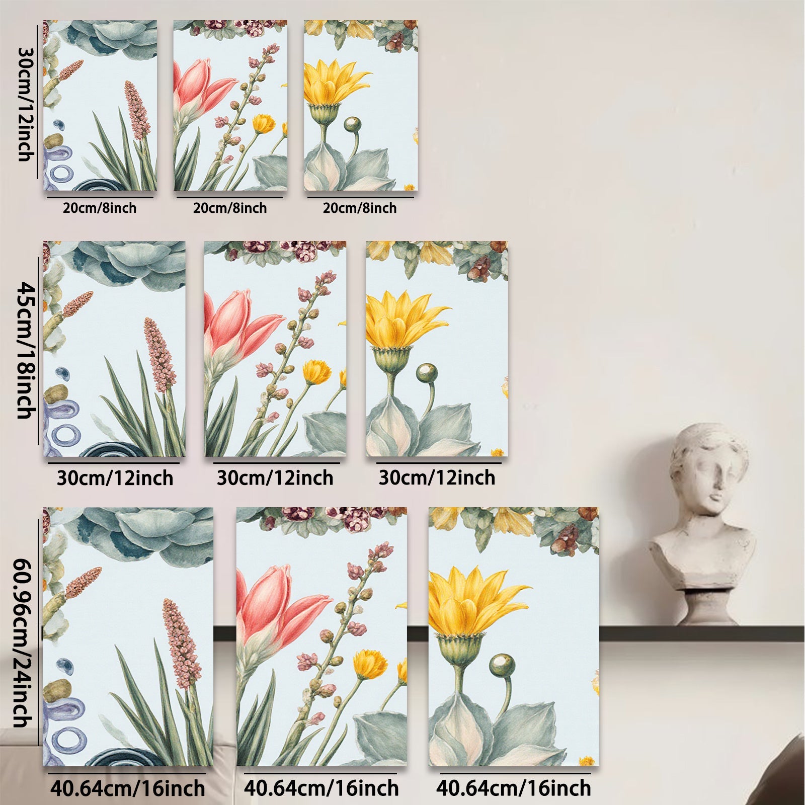 2D flat 1pc blooming wildflowers botanical art print for living room bedroom home wall decor farmhouse style gallery wrapped canvas modern minimalist