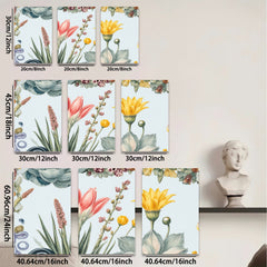 2D flat 1pc blooming wildflowers botanical art print for living room bedroom home wall decor farmhouse style gallery wrapped canvas modern minimalist