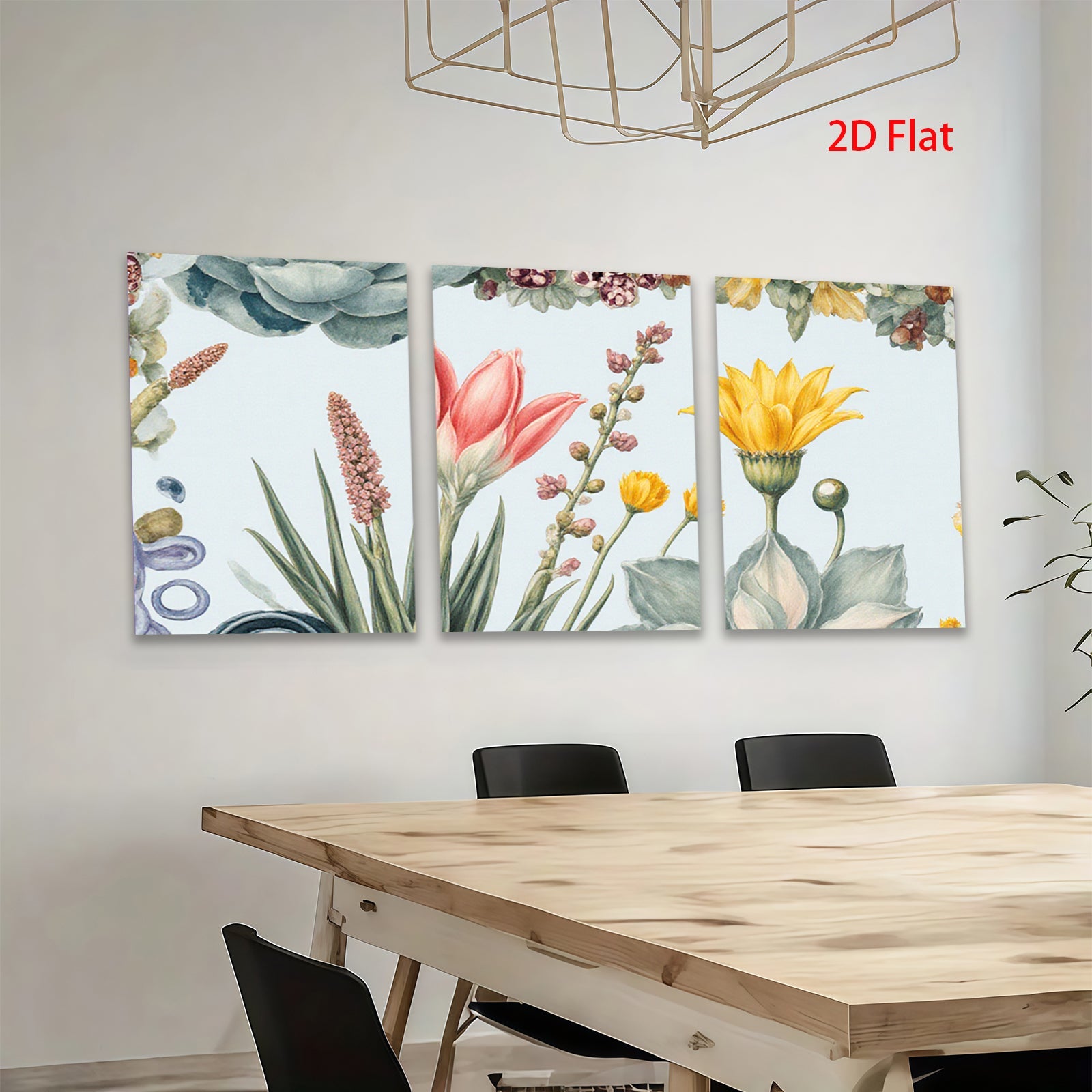 2D flat 1pc blooming wildflowers botanical art print for living room bedroom home wall decor farmhouse style gallery wrapped canvas modern minimalist
