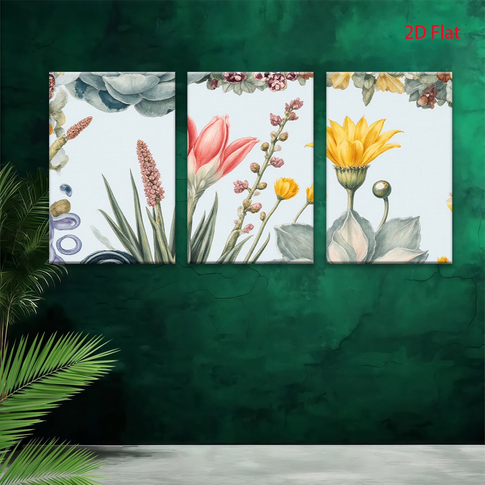 2D flat 1pc blooming wildflowers botanical art print for living room bedroom home wall decor farmhouse style gallery wrapped canvas modern minimalist