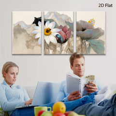 2D flat 1pc blooming wildflowers botanical wall art canvas prints for living room bedroom home decor farmhouse style modern minimalist gallery wrapped