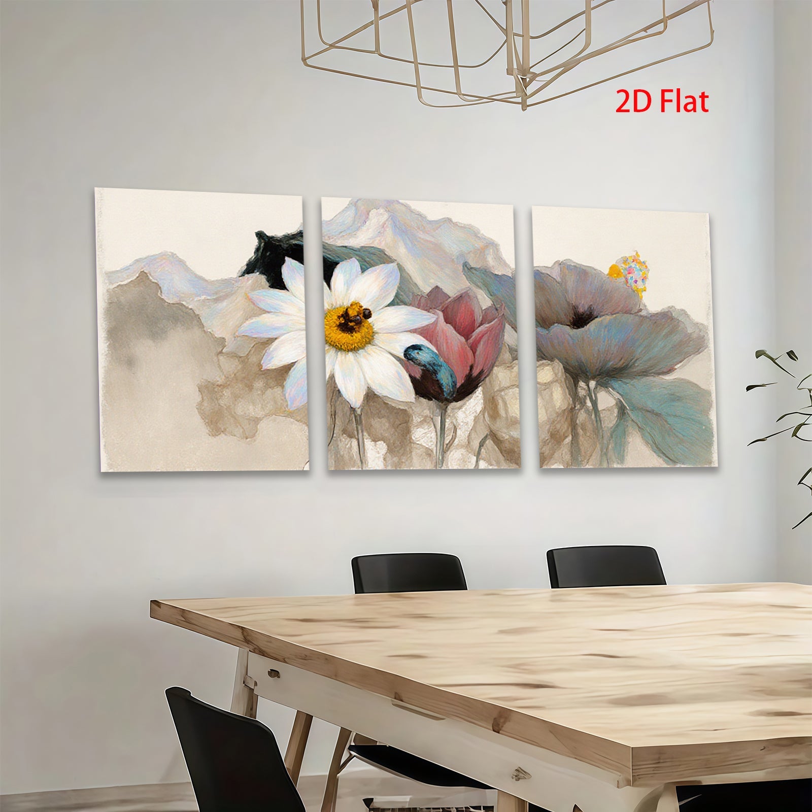 2D flat 1pc blooming wildflowers botanical wall art canvas prints for living room bedroom home decor farmhouse style modern minimalist gallery wrapped