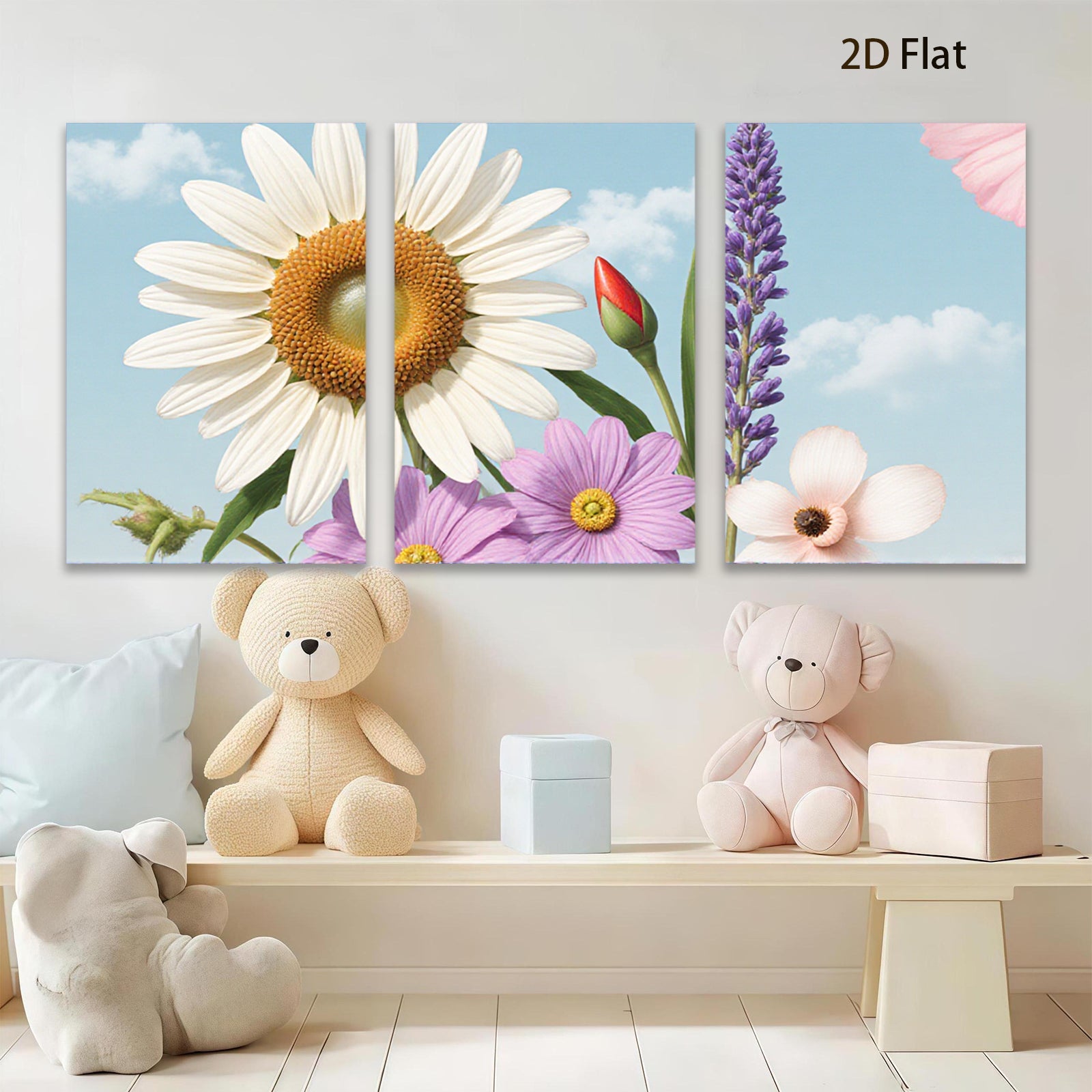 2D flat 1pc blooming wildflowers garden wall art canvas prints bedroom living room decor farmhouse style modern botanical prints cozy home