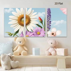 2D flat 1pc blooming wildflowers garden wall art canvas prints bedroom living room decor farmhouse style modern botanical prints cozy home