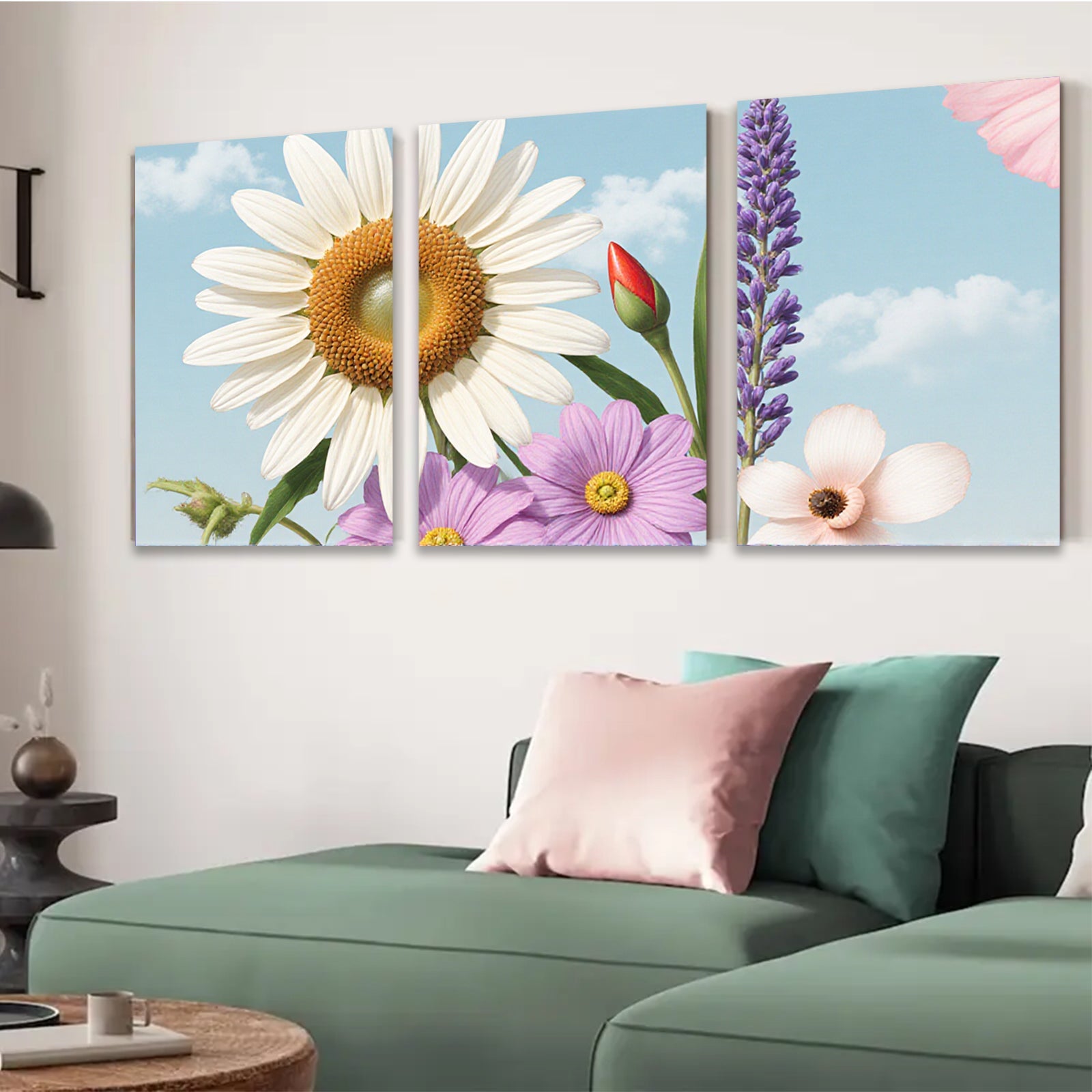 2D flat 1pc blooming wildflowers garden wall art canvas prints bedroom living room decor farmhouse style modern botanical prints cozy home