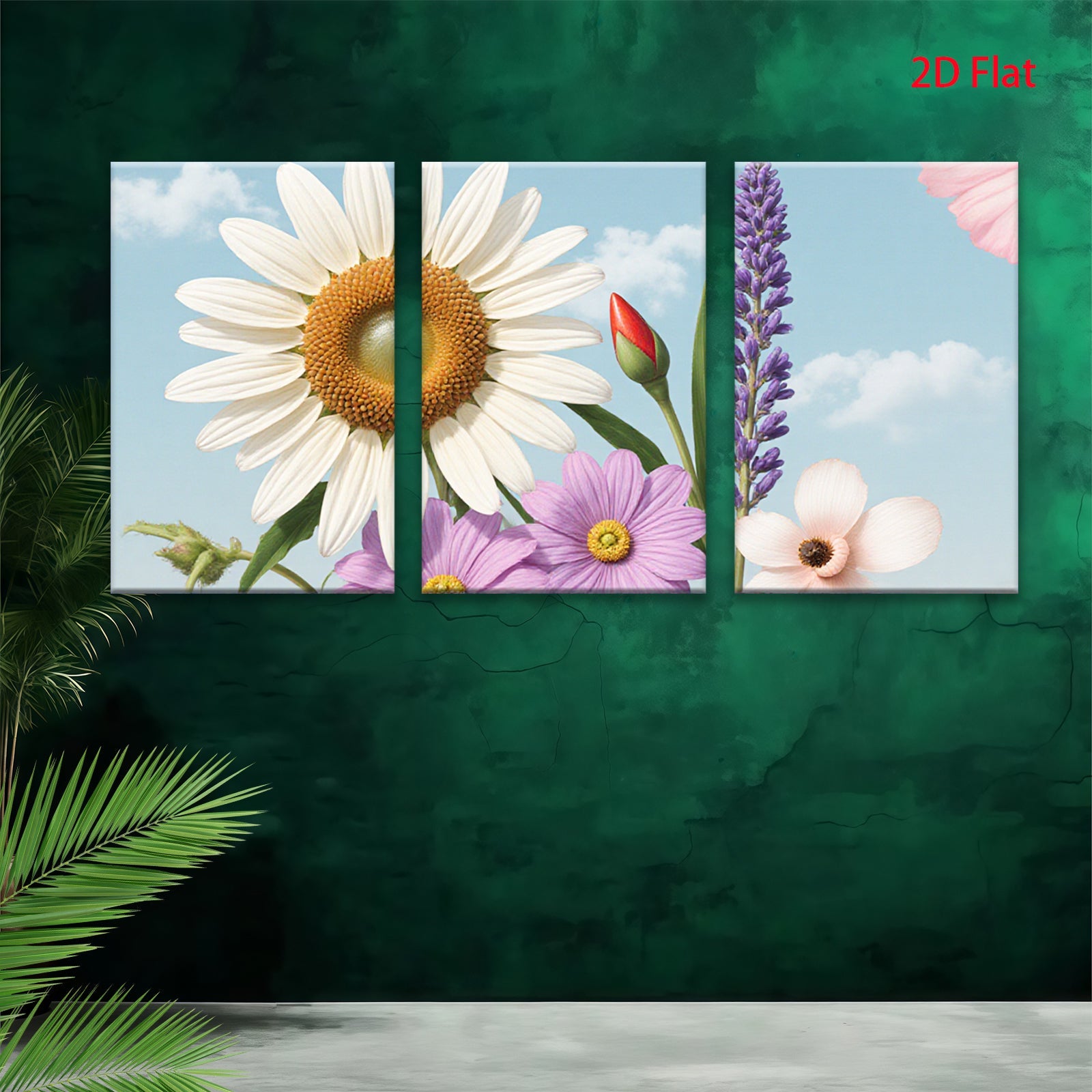 2D flat 1pc blooming wildflowers garden wall art canvas prints bedroom living room decor farmhouse style modern botanical prints cozy home