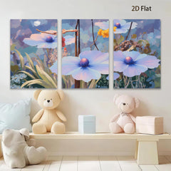 2D flat 1pc blooming wildflowers serene garden wall art bedroom living room farmhouse modern gallery wrapped canvas prints ready to hang