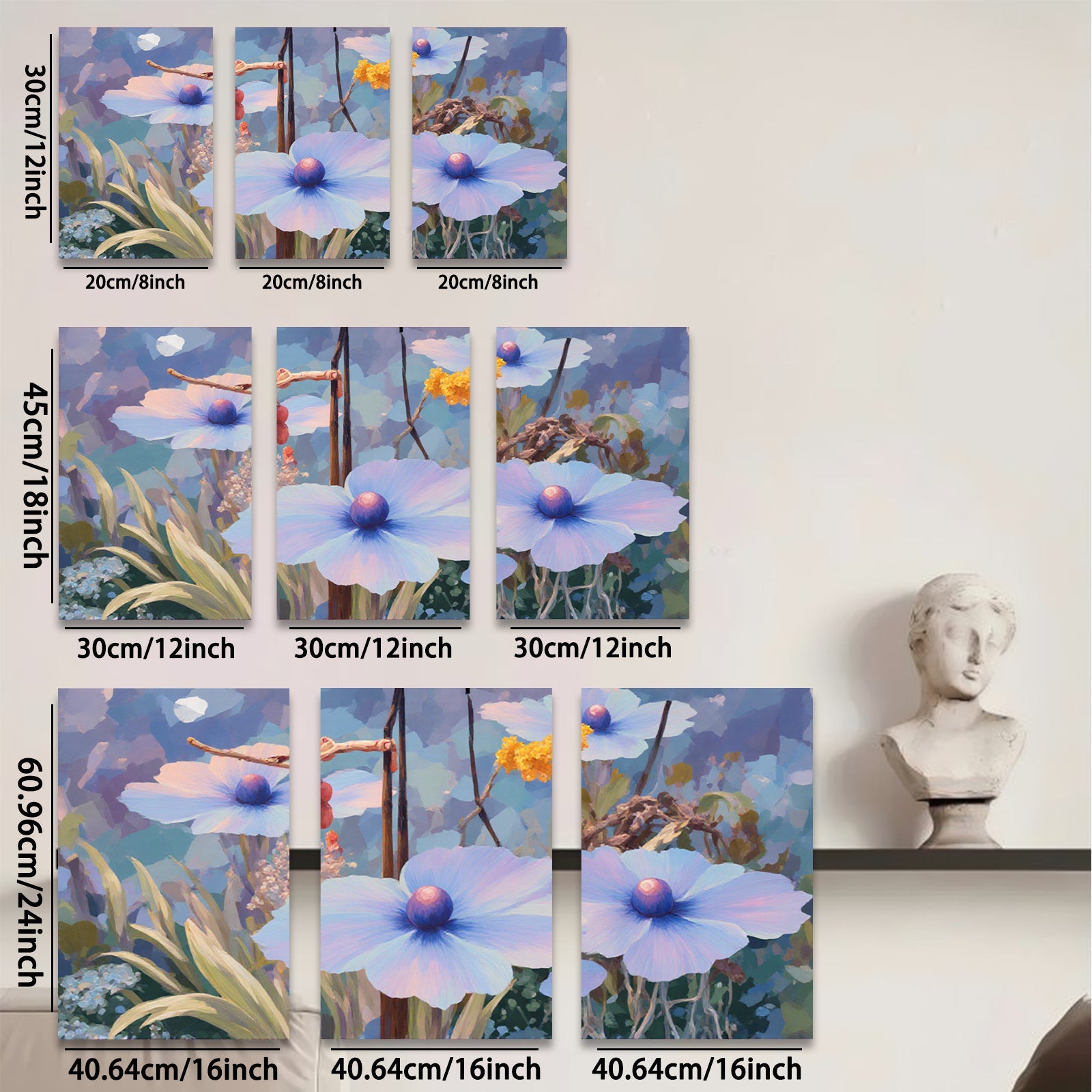 2D flat 1pc blooming wildflowers serene garden wall art bedroom living room farmhouse modern gallery wrapped canvas prints ready to hang