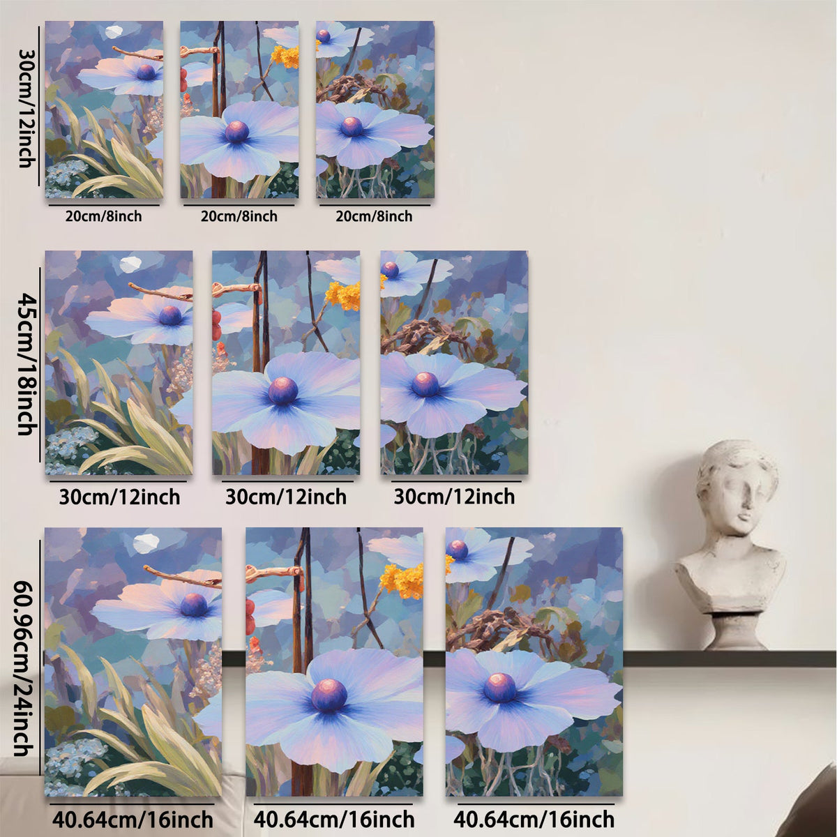 2D flat 1pc blooming wildflowers serene garden wall art bedroom living room farmhouse modern gallery wrapped canvas prints ready to hang