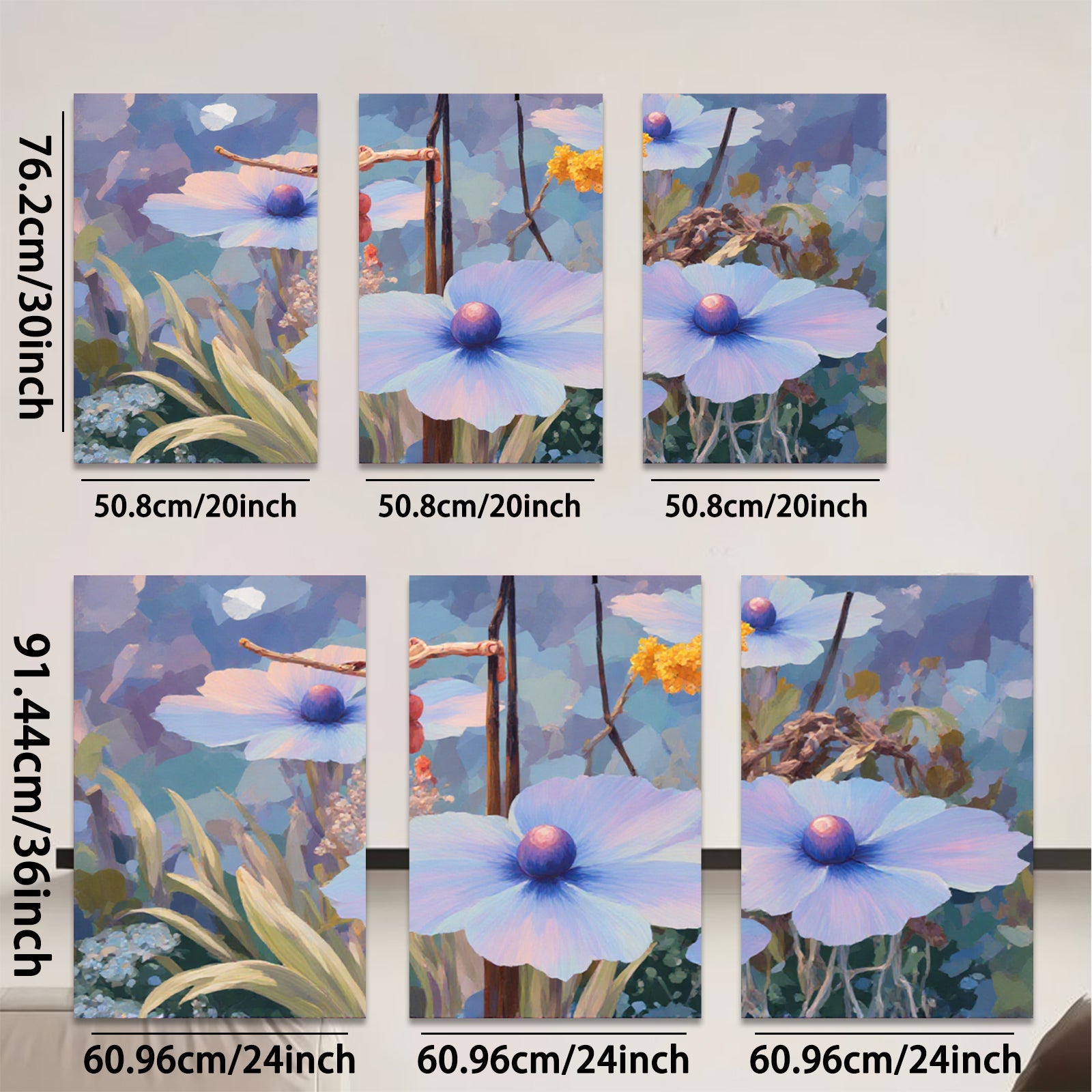 2D flat 1pc blooming wildflowers serene garden wall art bedroom living room farmhouse modern gallery wrapped canvas prints ready to hang