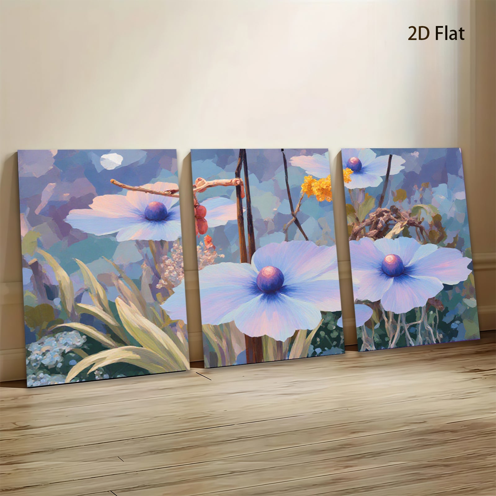 2D flat 1pc blooming wildflowers serene garden wall art bedroom living room farmhouse modern gallery wrapped canvas prints ready to hang