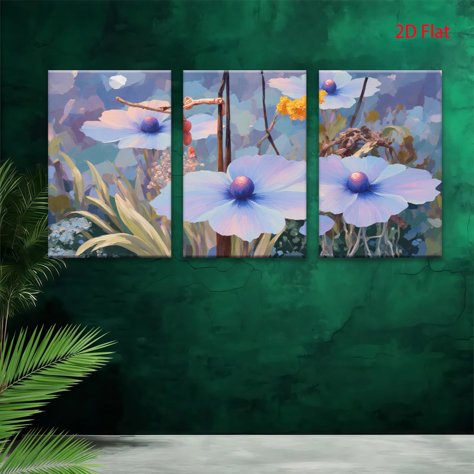 2D flat 1pc blooming wildflowers serene garden wall art bedroom living room farmhouse modern gallery wrapped canvas prints ready to hang