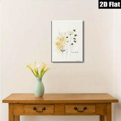 2D flat 1pc blooming wildflowers with busy bees botanical wall art for living room bedroom gallery wrapped canvas farmhouse style modern minimalist d��cor