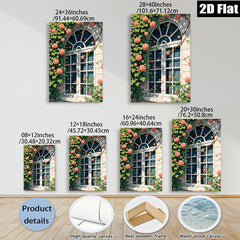 2D flat 1pc blooming window floral garden wall art canvas prints for living room bedroom home decor farmhouse style botanical modern minimalist