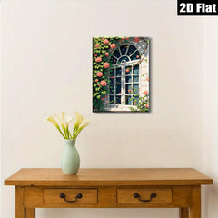 2D flat 1pc blooming window floral garden wall art canvas prints for living room bedroom home decor farmhouse style botanical modern minimalist