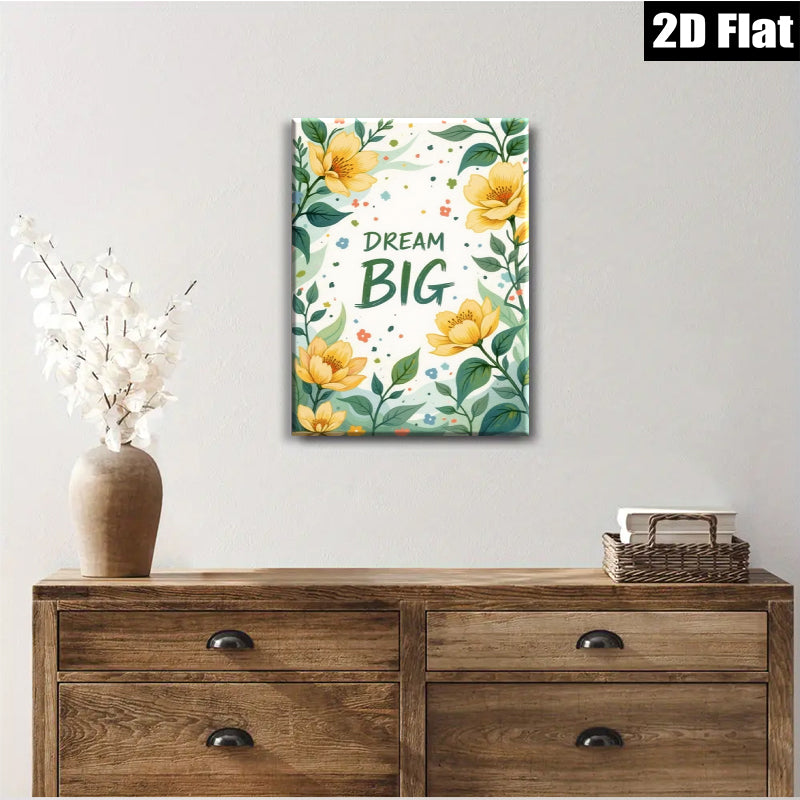 2D flat 1pc blooming yellow floral botanical wall art prints for living room bedroom home decor farmhouse style gallery wrapped canvas modern minimalist