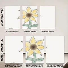 2D flat 1pc blooming yellow wildflower botanical wall art print farmhouse living room bedroom decor gallery wrapped canvas modern minimalist aesthetic