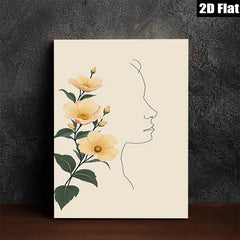2D flat 1pc blooming yellow wildflowers botanical wall art for living room bedroom home decor farmhouse style gallery wrapped canvas prints modern minimalist artwork