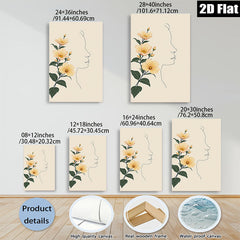 2D flat 1pc blooming yellow wildflowers botanical wall art for living room bedroom home decor farmhouse style gallery wrapped canvas prints modern minimalist artwork