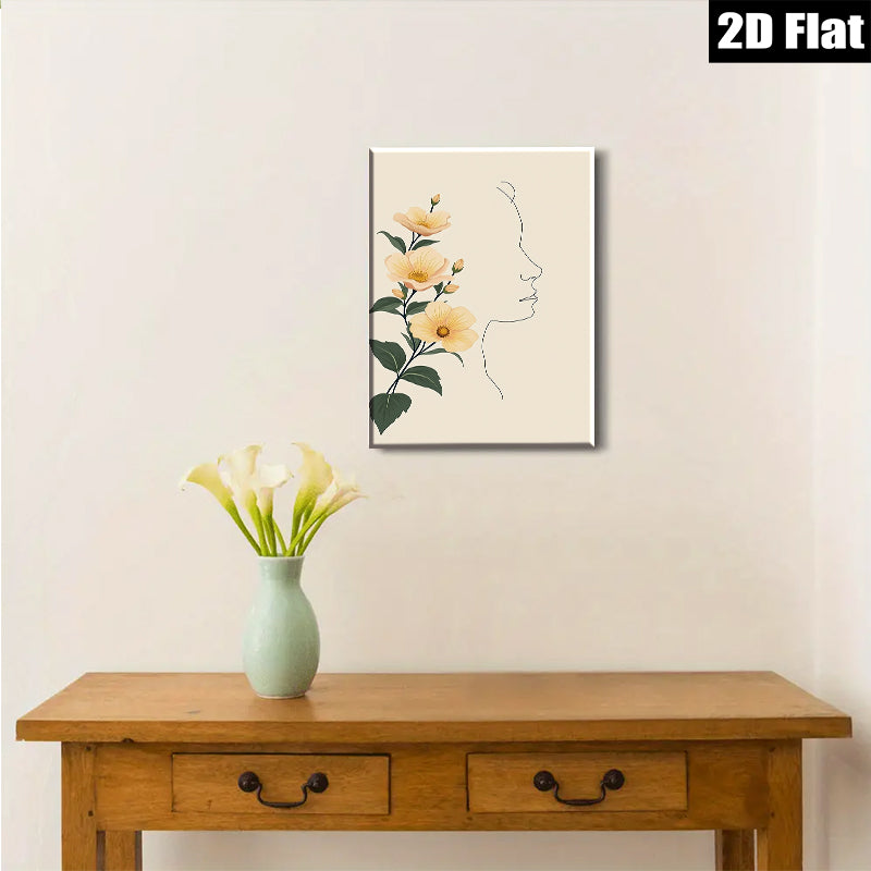 2D flat 1pc blooming yellow wildflowers botanical wall art for living room bedroom home decor farmhouse style gallery wrapped canvas prints modern minimalist artwork